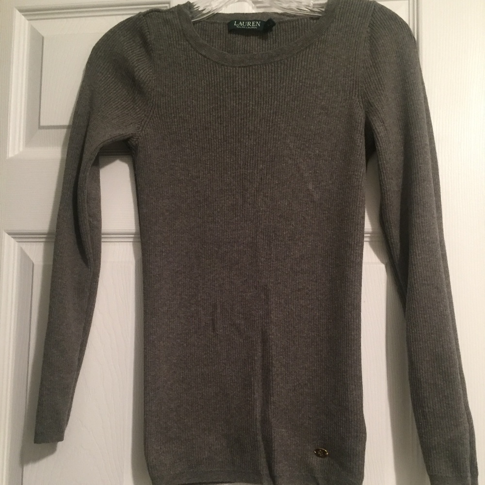 Lauren Ralph Lauren Gray Ribbed Sweater size S